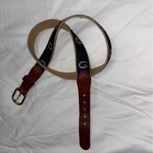 Leather Man LTD. Handmade Navy Blue and Khaki Golf Belt Size 38